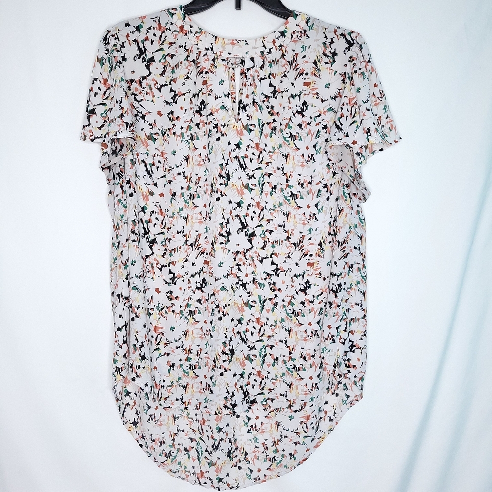 TORRID Women's Flutter Sleeve Floral Print Hi/Low Hem Top 1X